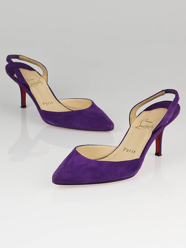 Christian Louboutin Purple Suede Ever 70 Slingback Heels Size 5.5/36