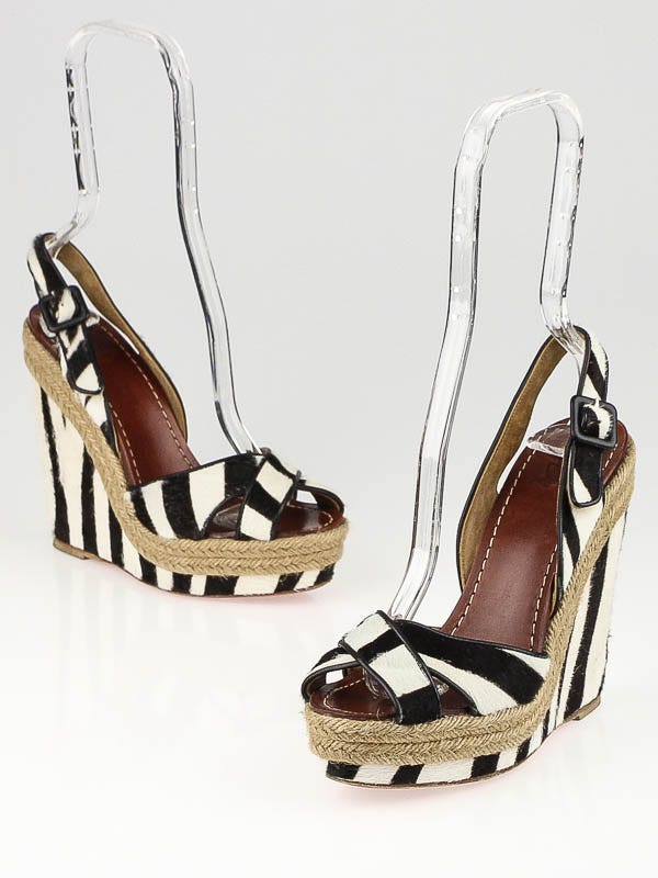 Christian Louboutin Zebra Pony Hair Tigresse 120 Espadrille Wedge Size 6.5 37 Yoogi s Closet