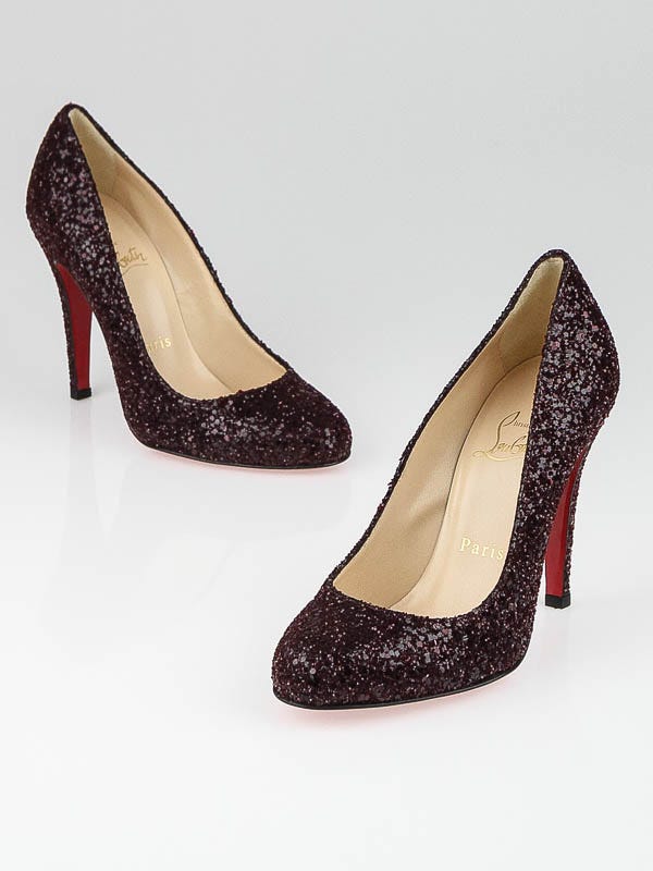 Christian Louboutin Oxblood Glitter Ron Ron 100 Pumps Size 4.5/35