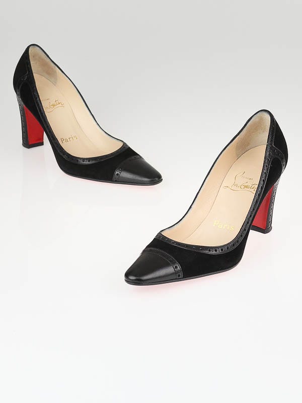 Christian Louboutin Black Leather/Suede Shana 85 Pumps Size 4.5/35