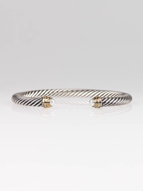 David Yurman 5mm Sterling Silver Pearl Cable Classics Cuff Bracelet