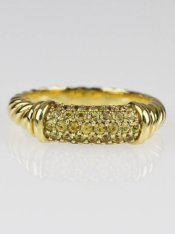 David Yurman 18k Gold and Yellow Sapphire Cable Candy Metro Ring Size 7