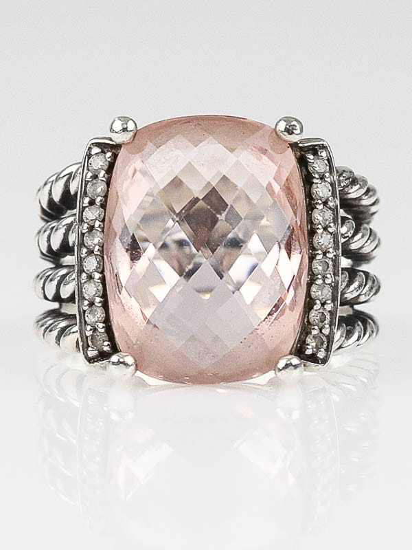 David Yurman Morganite and Diamond Wheaton Ring Size 7.5