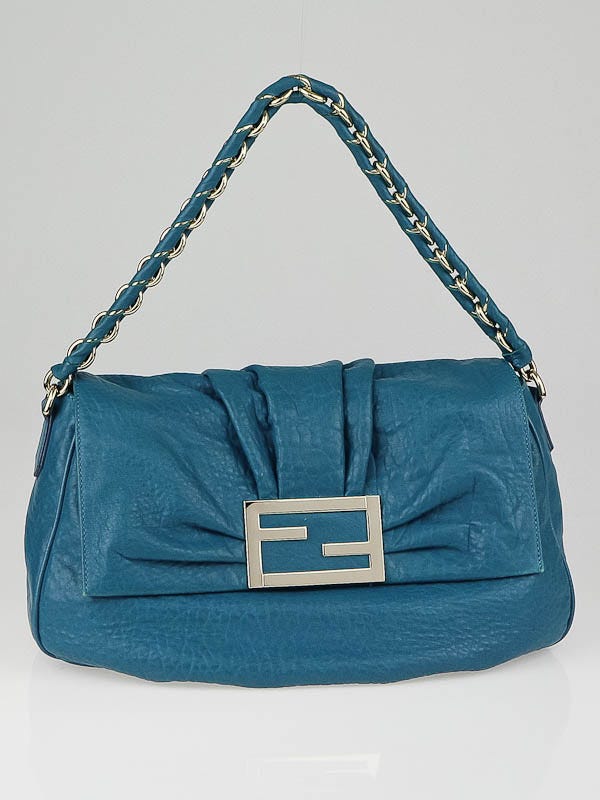 Fendi Turquoise Leather Mia Flap Bag-8BR614