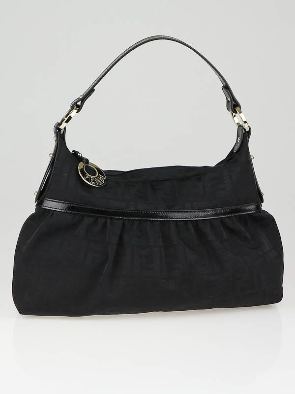 Fendi Black Zucca Canvas Chef Shoulder Bag - 8BR448
