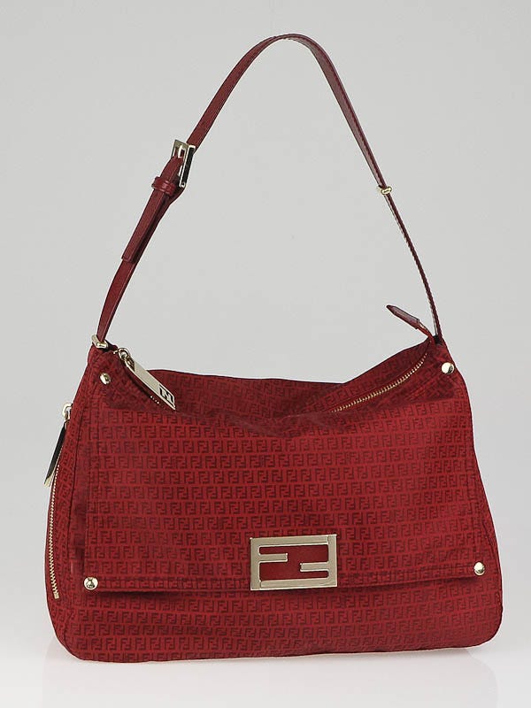 Authentic FENDI Zucchino Canvas Red Shoulder bag