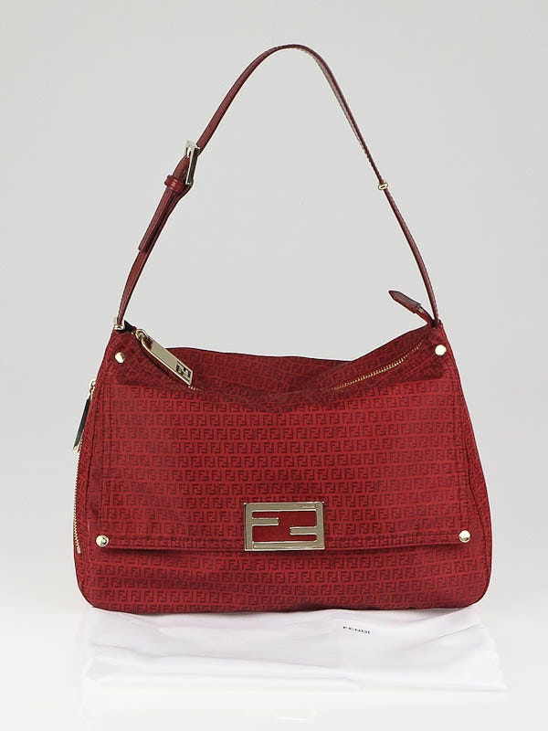 Authentic FENDI Zucchino Canvas Red Shoulder bag