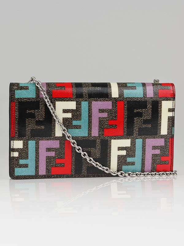 Fendi Multicolor Zucca Print Coated Canvas Chain Clutch Bag - 8M0219