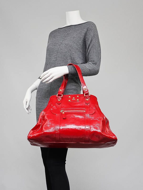 【限定販売】 Red Fendi Patent 8BN206 - Bag Tote Jour De Oversized Leather バッグ