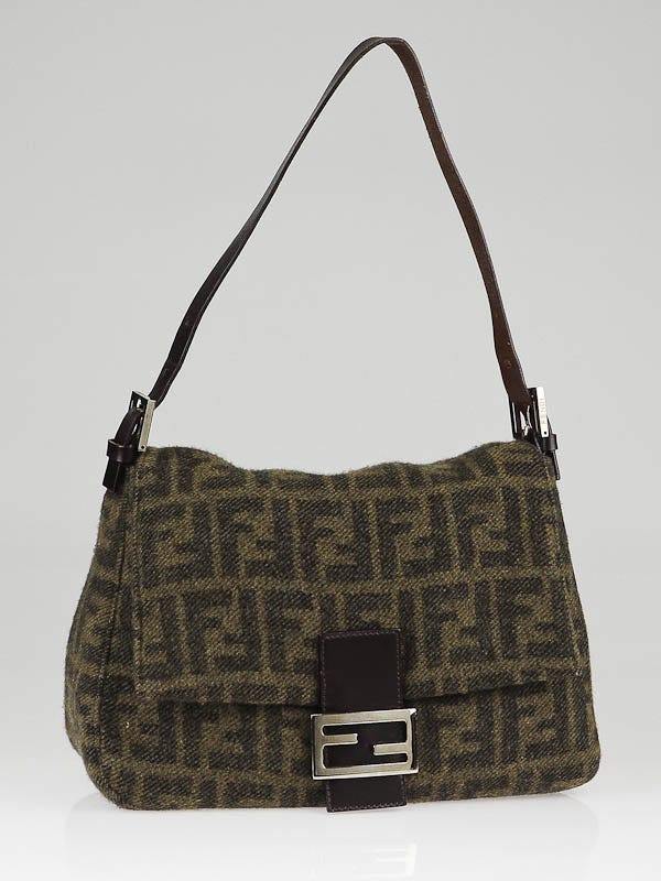 Fendi Brown Cashmere Zucca Print Mama Forever Bag