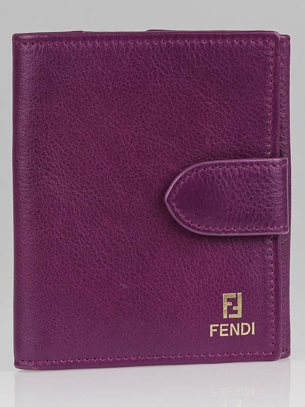 Fendi Purple Leather Compact Wallet