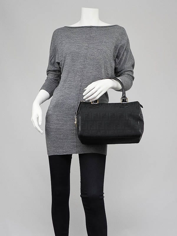 Fendi Black Zucca Canvas Medium Boston Bag 8BL104 | Yoogi's Fendi Black Zucca Canvas Medium Boston Bag 8BL104 | Yoogi's