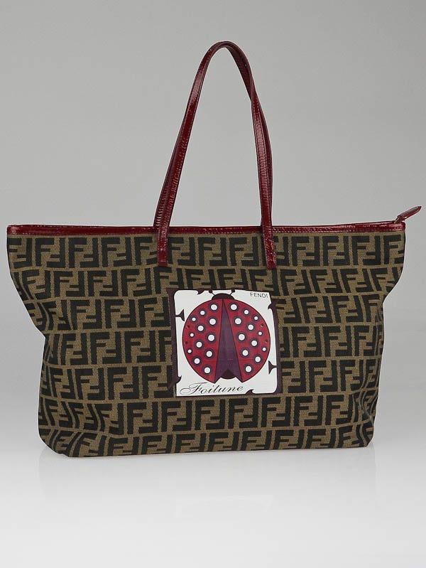 Fendi Tobacco Zucca Print Spalmati Coated Canvas Lady Bug Roll