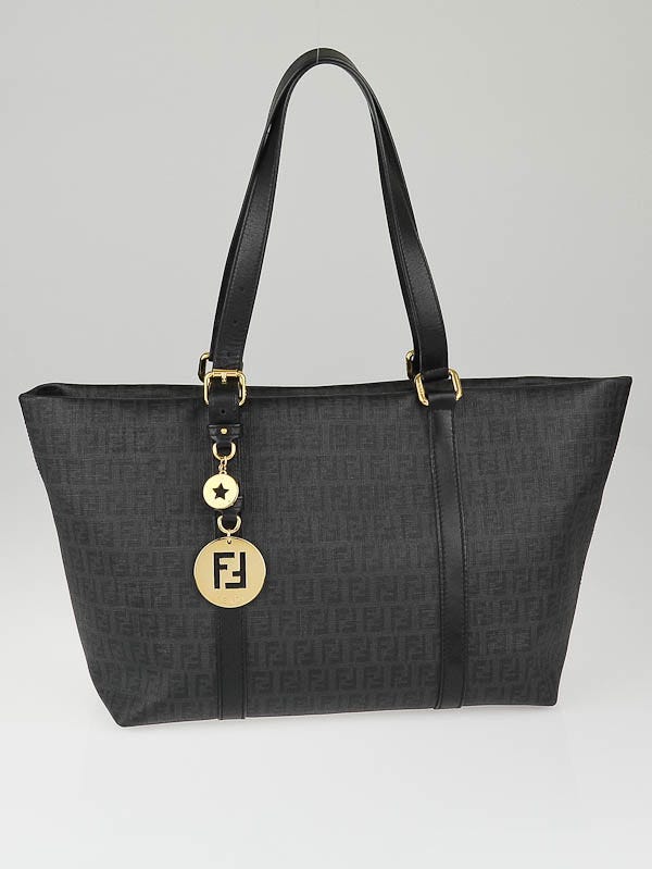 Fendi Black Zucchino Print Coated Canvas Shopping Tote Bag - 8BH215