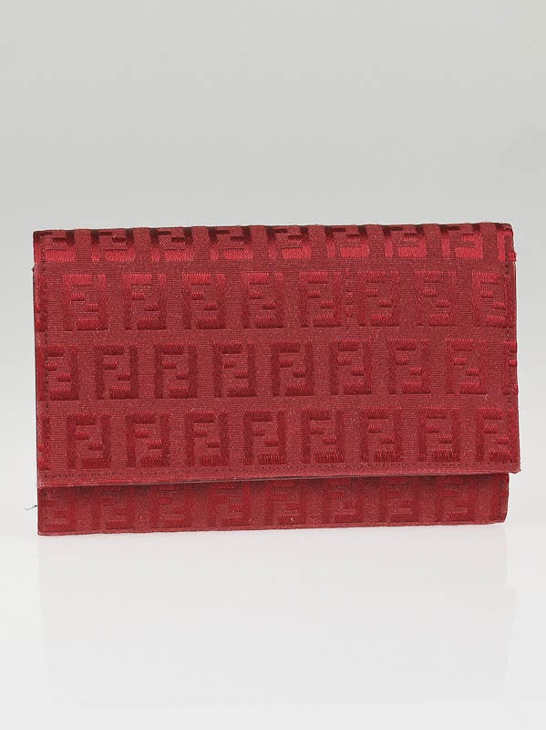 Fendi Red Zucchino Canvas Flap Wallet