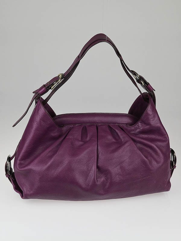 Fendi Plum Leather Borsa Doctor Hobo Bag - 8BR579