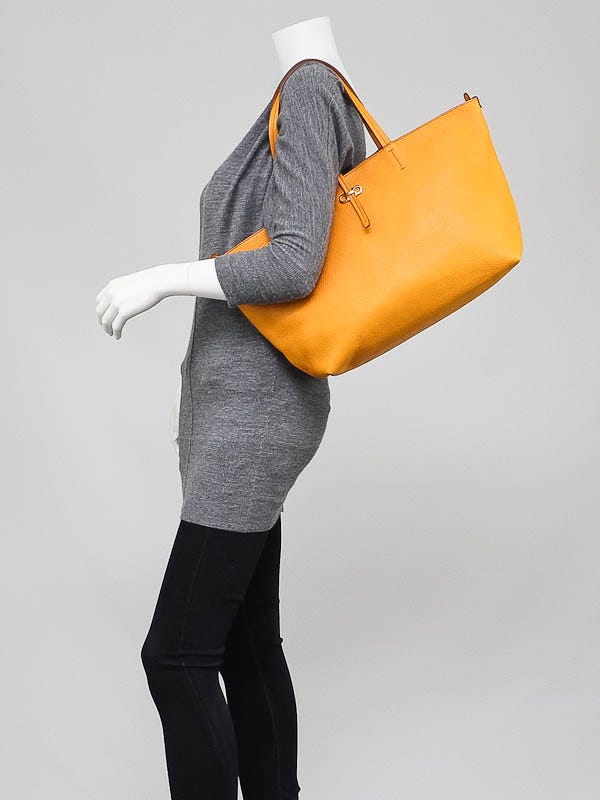 Salvatore Ferragamo Orange Leather Bice Shopper Tote Bag | Yoogi's