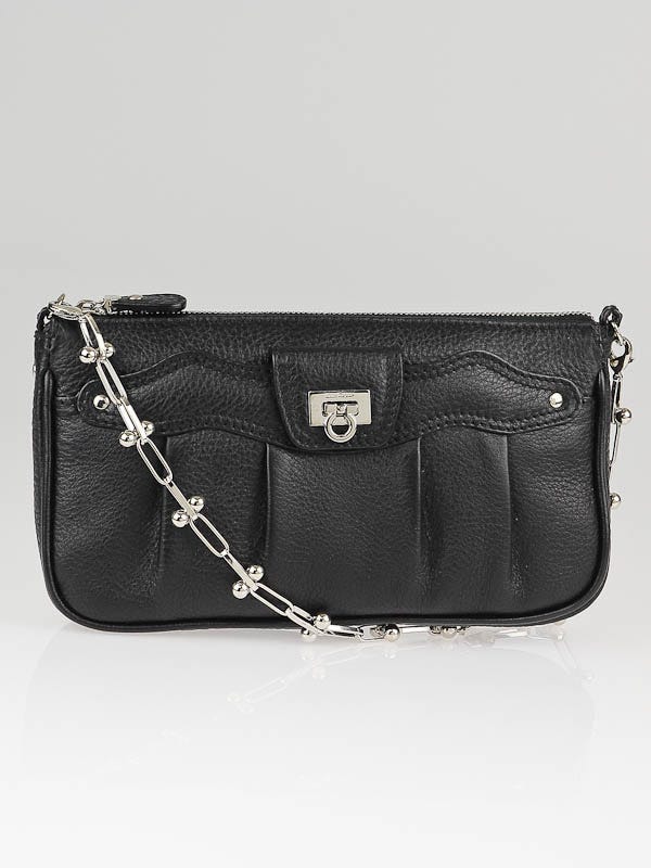 Salvatore Ferragamo Black Leather Adelia Clutch Bag