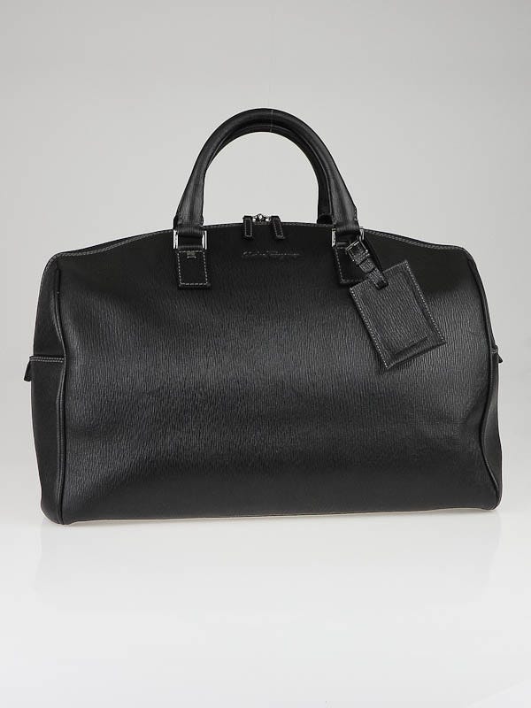 Salvatore Ferragamo Black Embossed Leather Revival Weekender Bag Yoogi s Closet