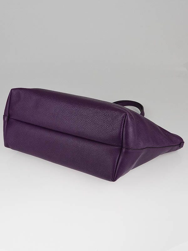 Salvatore Ferragamo Purple Pebbled Leather Bice Tote Bag