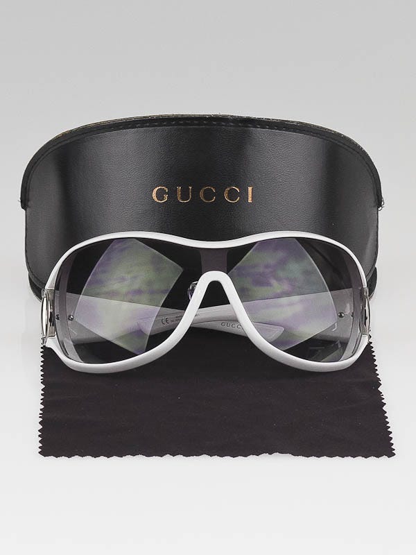 Gucci White Horsebit Logo Oversized Wrap Sunglasses 2918/S