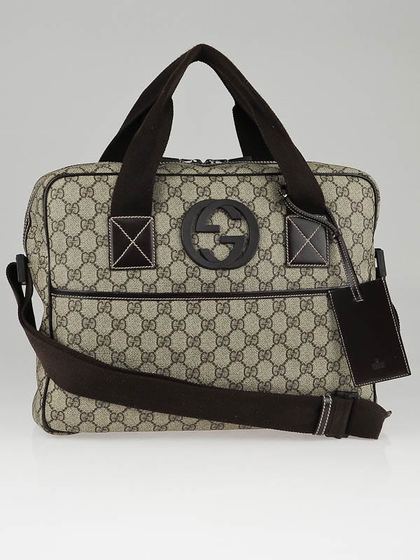 Gucci Beige/Ebony GG Coated Canvas Interlocking G Briefcase