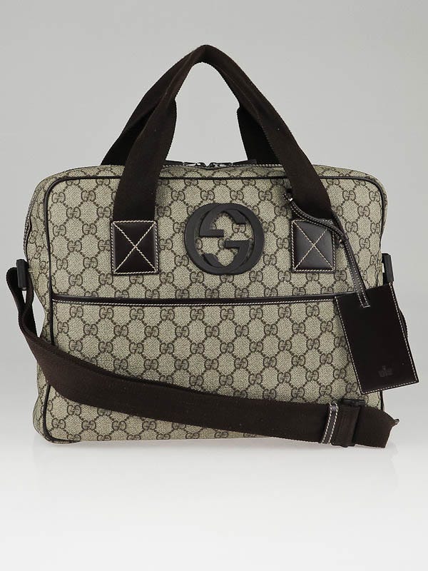 Gucci Beige/Ebony GG Coated Canvas Interlocking G Briefcase Bag