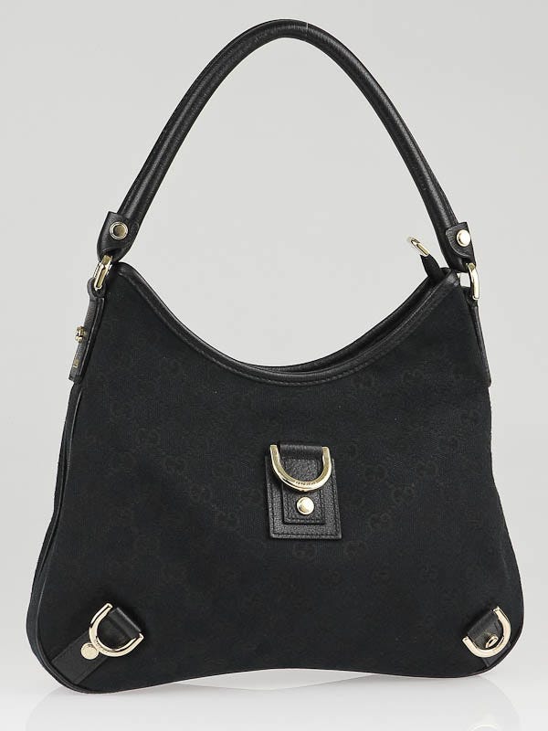 Gucci Black GG Canvas Abbey Medium D-Ring Hobo Bag