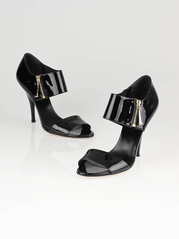 Gucci Black Patent Leather Open Toe Sandals Size 9.5/40