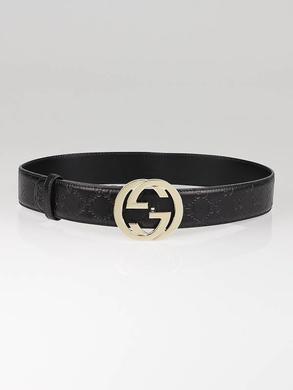 Gucci Black Guccissima Leather Belt w/ Interlocking GG Buckle