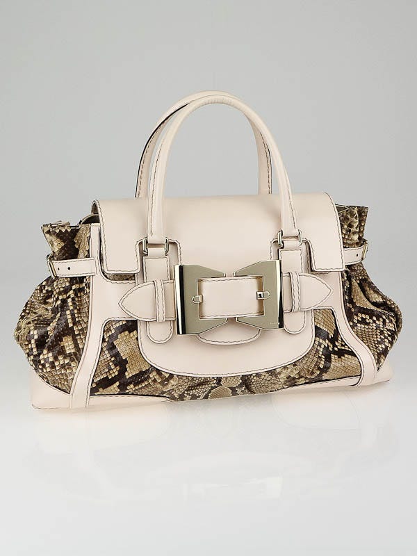 Gucci Sand Python and Leather Queen Large Top Handle Bag