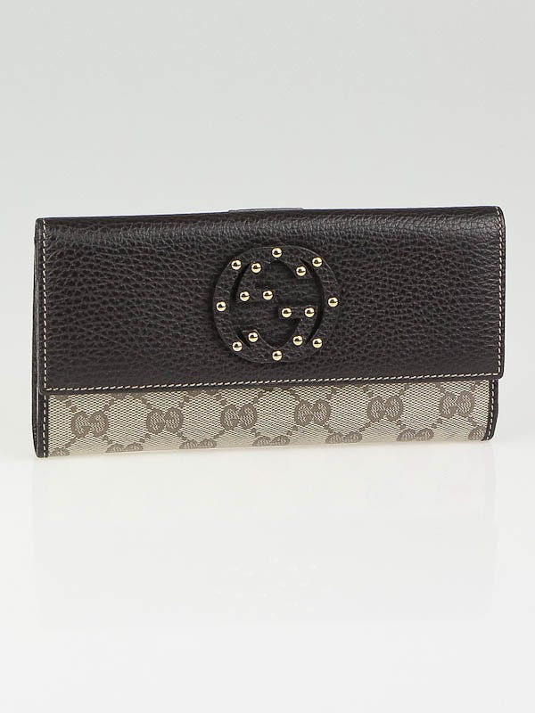 Gucci Beige/Ebony GG Crystal Canvas Interlocking G Continental Wallet