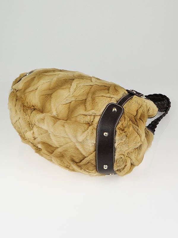 最終お値下げ　GUCCI ミュール 37C ベージュ・ブラウン Gucci Beige Mink Fur and Leather Pelham Medium Shoulder Bag