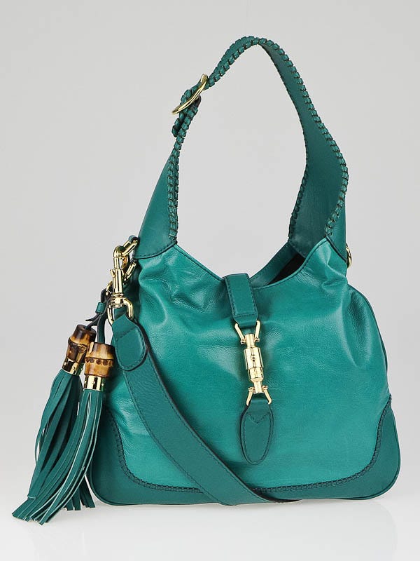 Gucci Turquoise Leather New Jackie Medium Hobo Bag
