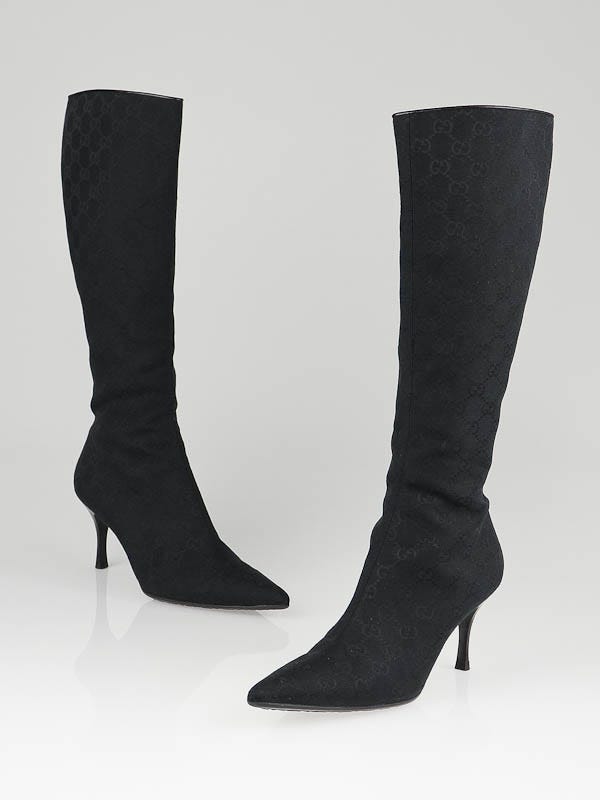 Gucci Black GG Canvas Knee-High Boots Size 7.5/38