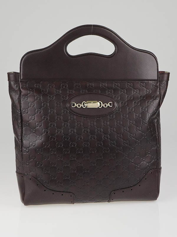 Gucci Brown Guccissima Leather Frame Top Tote Bag