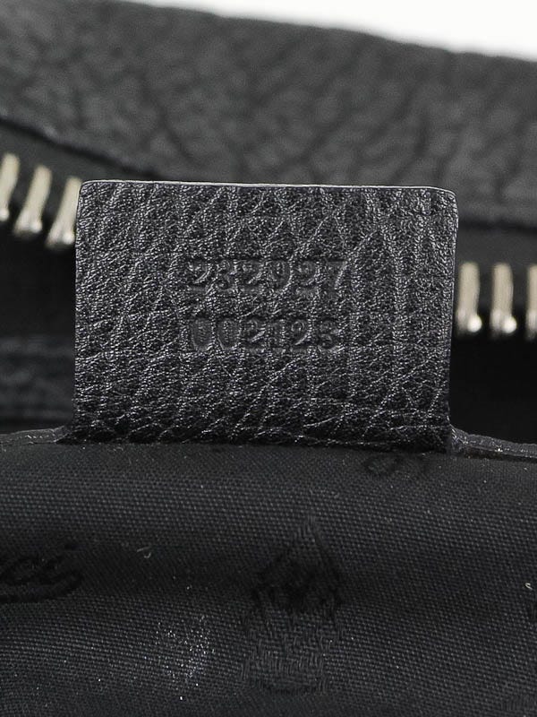 Gucci Black Calfskin Leather Bamboo Bar Large Shoulder Bag