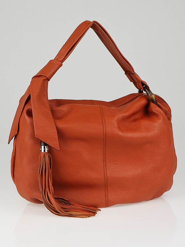 Gucci  Orange Leather Jungle Medium Hobo Bag