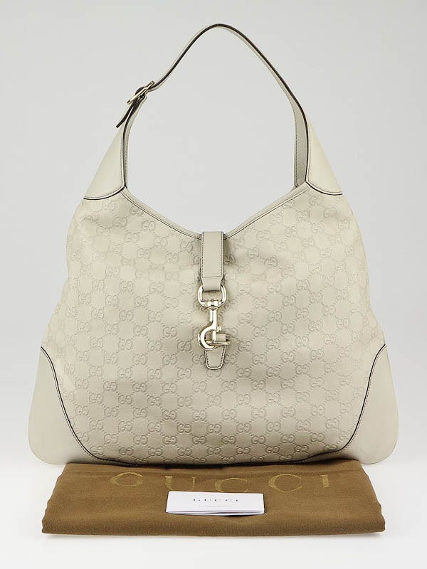 Gucci Off White Guccissima Leather Jackie O Bouvier Hobo at 1stDibs
