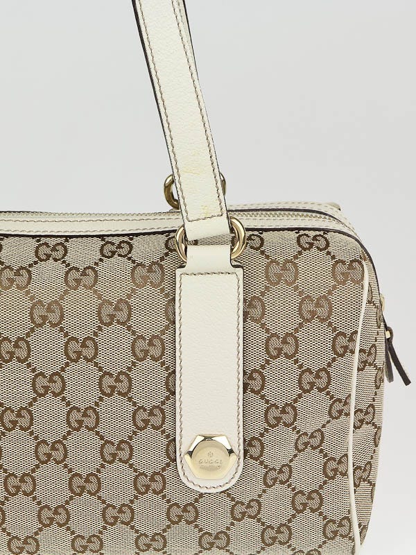 Gucci Beige/Ebony GG Canvas Charmy Small Boston Satchel Bag Gucci Beige/Ebony GG Canvas Charmy Small Boston Satchel Bag
