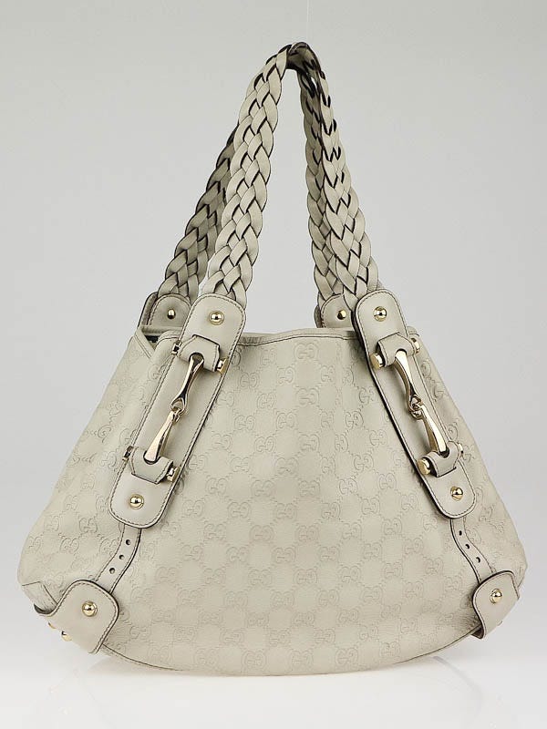 Gucci Ivory Guccissima Leather Small Pelham Shoulder Bag