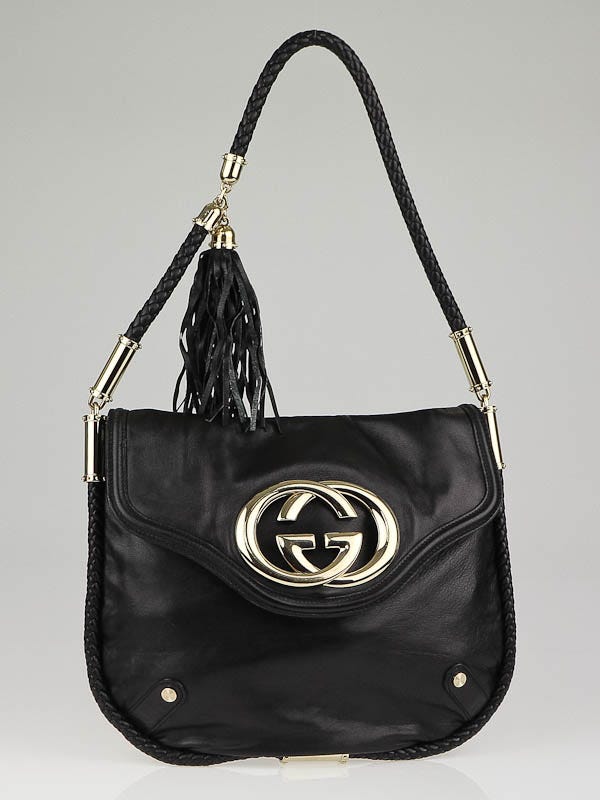 Gucci Black Leather Britt Medium Shoulder Bag