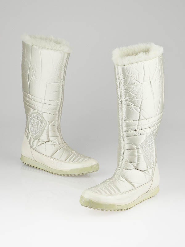 Gucci White Nylon Rabbit Fur-Lined Hysteria Snow Boots Size 7.5/38