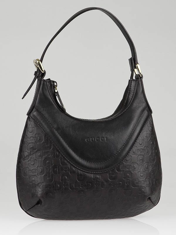 Gucci Dark Brown Horsebit Embossed Small Leather Shoulder Bag