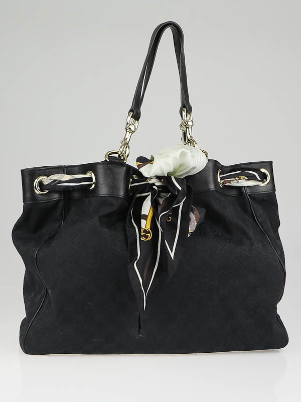 Gucci Black GG Canvas Positano Tote Bag