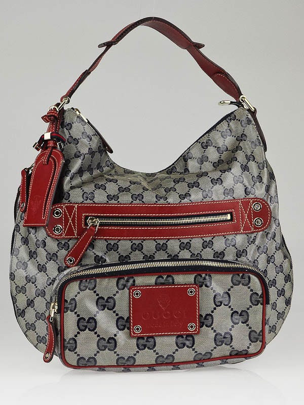 Gucci Blue/Red GG Print Coated Canvas Voyager Hobo Bag