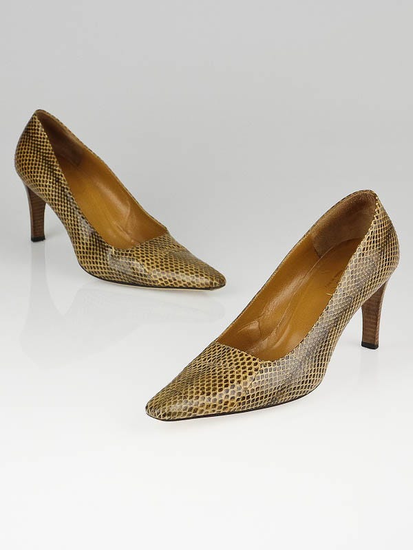 Tan on sale snakeskin heels