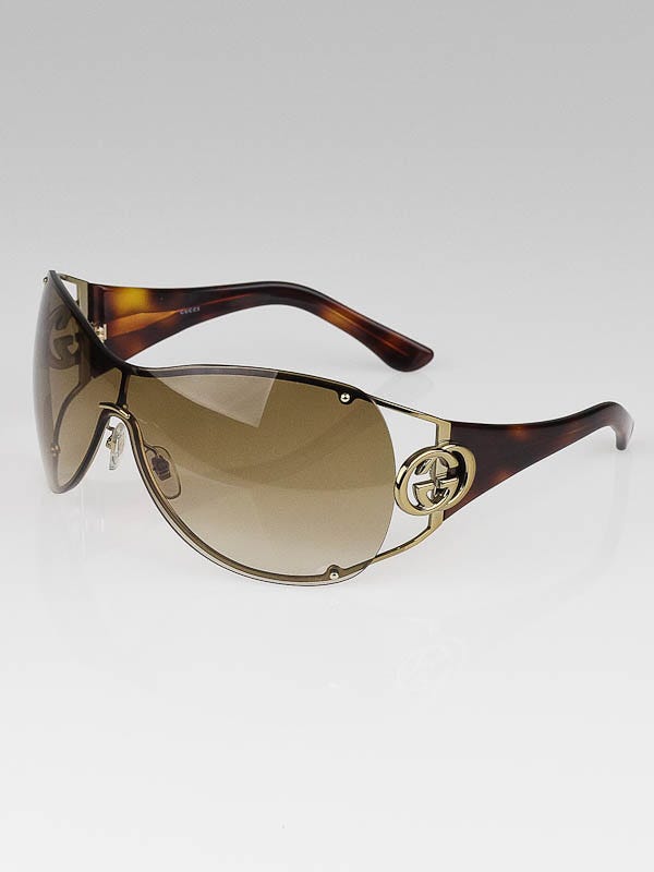 Gucci Gold/Tortoise Shell GG Logo Shield Sunglasses-2802/S Gucci Gold/Tortoise Shell GG Logo Shield Sunglasses-2802/S