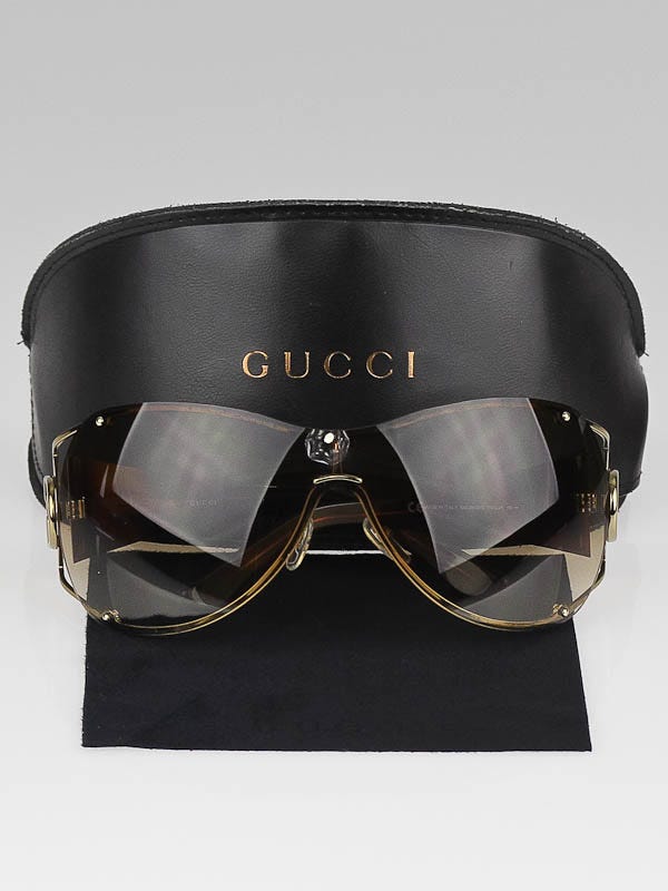 Gucci Gold/Tortoise Shell GG Logo Shield Sunglasses-2802/S