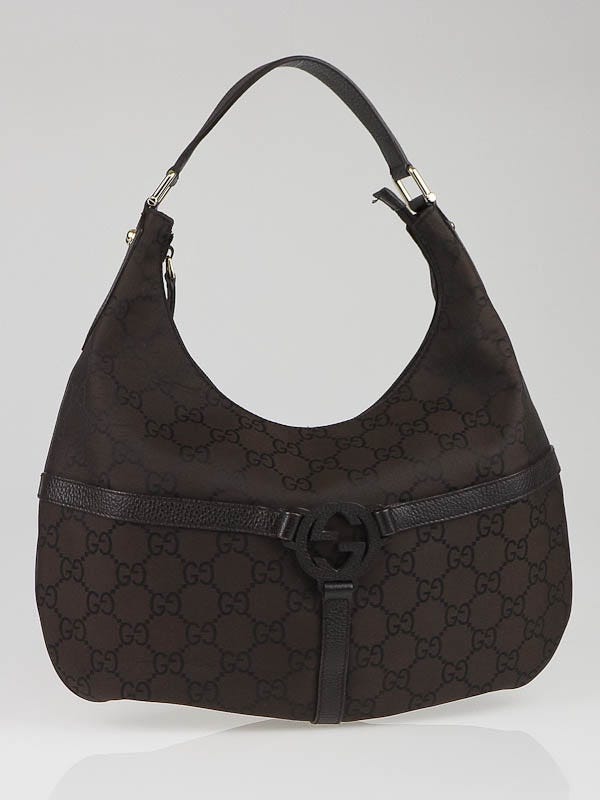 Gucci Brown GG Canvas and Leather Interlocking G Hobo Bag
